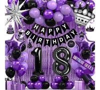 Décorations de 18e anniversaire pour femmes et filles, lot de ballons en forme de chiffre 18, bannière d'anniversaire, rideaux à franges, kit de guirlande d'anniversaire pour la reine - 18 ans