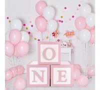 Décorations de 1er anniversaire pour filles - 3 boîtes à ballons pour un anniversaire, décorations avec une lettre pour décorations d'anniversaire, accessoires de photographie de nouveau-né