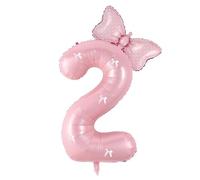 Décorations de 2ème anniversaire papillon pour filles, 101,6 cm, chiffre 2 rose, fournitures de décoration de fête d'anniversaire sur le thème des papillons (rose 2)