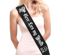 Décorations de 30e anniversaire noires pour elle - Here Lies My Youth Écharpe funéraire « Death to My Twenties » pour 30e anniversaire, Rip to My 20s Death to My Youth