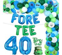 Décorations de 40e anniversaire de golf pour homme, kit de guirlande de ballons avec décoration de gâteau Foretee à paillettes, ballons de balle de golf, ballon chiffre 40, fournitures de fête de