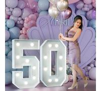 Décorations de 50e anniversaire pour homme et femme : grands chiffres lumineux de 91 cm - Grand numéro pour ballons - Carton/mosaïque - Mousse prédécoupée