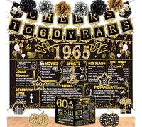 Décorations de 60e anniversaire pour homme et femme, 16 bannières « Back in 1964 », y compris une bannière vintage 1964, une carte d'anniversaire de 1964, une bannière « Cheers to 60 years », 7