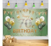 Décorations de 70e anniversaire pour homme et femme, bannière, toile de fond, fournitures de fête, fond vert sauge doré pour anniversaire de mariage