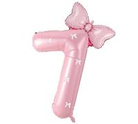 Décorations de 7e anniversaire papillon pour filles, 101,6 cm, chiffre 7 rose, fournitures de décoration de fête d'anniversaire sur le thème des papillons (rose 7)
