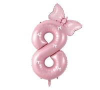 Décorations de 8e anniversaire papillon pour filles, 101,6 cm, chiffre 8 rose, fournitures de décoration de fête d'anniversaire sur le thème des papillons (rose 8)