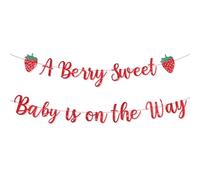 Décorations de Baby Shower à la Fraise, Paillettes Bannière A Berry Sweet Baby is on the Way Guirlande Sans Bricolage Fruits Enfants Décoration de Fête d'Anniversaire 1er Accessoires Photo