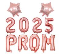 Décorations de bal 2025, 10 pièces de ballons de 40,6 cm, bannière lettres et étoiles en aluminium, décorations de fête de remise de diplôme, or rose, fournitures de fête de félicitations pour