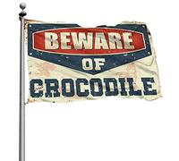 Décorations de bière pour caverne d'homme, méfiez-vous du drapeau crocodile ornements de cour drapeaux d'extérieur pour chambre à coucher (152 x 244 cm)