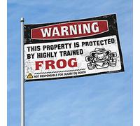 Décorations de bière pour homme avec avertissement « This Property Is Protected By A Highly Trained Frog Flag » Décoration pour chambre (30 x 45 cm)