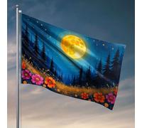Décorations de bière pour homme Cave A Vibrant Meadow Under A Full Moon Flag Bar pour Man Cave Western Home Decor (60 x 90 cm)