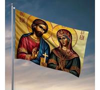 Décorations de bière pour homme, grotte, icône de Jésus-Christ et la Vierge Marie Drapeau Accessoires de bar Décoration amusante (120 x 180 cm)