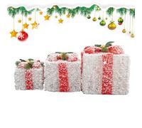 Décorations de boîtes cadeaux, décoration de boîtes de Noël | Lot de 3 décorations de boîtes en fer recouvertes de flocons de neige, accessoires pour photos de fenêtre d'hôtel, décoration de Noël navi