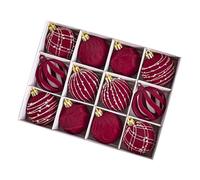 Décorations de Boules de Noël,12 Pendeloques Festives | Ornements en Boule De 6 Cm pour Dessus De Table Cheminée Jardin Rampe D'Escalier Fenêtre Porche Allée Guirlande Et
