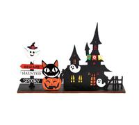 Décorations de bureau d'Halloween, panneaux de centres de table d'Halloween, décoration de plateau rustique à niveaux de ferme - Panneau de table rustique en bois avec décoration