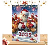DÉCORATIONS DE CALENDRE DE CALENDRIÈRE DE VENDE | 1 Boîte * 24 Jours À Rebours De Noël Ornements De Poulets | 26X18X3CM 2D CHARM ANIMAL PRENDANT ACRYLIQUE | Arbre De Noël, Voiture, Miroir, Mur, Porte,