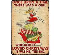 Décorations de célébration de la vie Il y avait une fille qui aimait vraiment Noël C'était moi Affiche rétro Plaque en métal Décoration murale pour cuisine Bar Pub Ferme Maison Cadeau 8x12 pouces