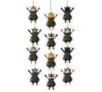 Décorations de Chat pour Sapin de Noël Pendentif de Chat commémoratif en | 12 pièces d'ornements animaliers de fête pour fêtes, mur, cheminée, sac, rétrov