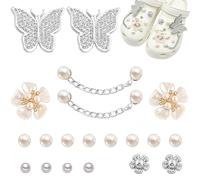 Décorations de Chaussures, 20PCS Pins Crocs Accessoires de Fleur de Chaussure en Strass Breloques de Chaussures pour Femme Sabots Ornements de Chaussure Bricolage, pour Femmes et Filles, Bricolage