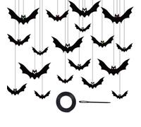 Décorations de chauves-souris réalistes - chauves-souris suspendues d'Halloween | Ornements de chauve-souris en papier effrayant | Accessoires de fête d'Halloween intérieurs et extérieurs | Décoration