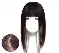 Décorations de cheveux humains pour femme, couronne Décoration Bicolore dégradé avec frange à clips en, 6,1 x 11,9 cm Mono Base de soie