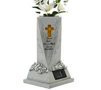 Décorations de cimetière pour Tombe, Vase à Fleurs de cimetière - Vase funéraire de cimetière LED, de Statue décoratif avec Lampe Solaire pour cimetière, Jardin, pelouse, Cour