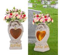 Décorations de cimetière pour Tombe, Vase de cimetière pour Tombe, Ange de Jardin, Vase de cimetière avec Del, Statue commémorative de Jardin Familial, Cadeau funéraire, Anges solaires, Ange Qui