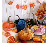 Décorations De Citrouilles En Mousse Exquises, 1 Pièce, Ornement En Velours, Fait À La Main, Couleurs Aléatoires
