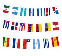 Décorations de Classe Espagnole, 19.7ft, 20 Drapeaux de Pays Hispanophones, Corde en Polyester, 7.9x11.8in, pour Mois Traditionnel et Événements Culturels