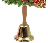 Décorations de Cloches de Noël, Grelot de Noël avec Manche en Bois, Grelot Métallique Traditionnel pour Table Magasin Ferme Lieu De Travail Cheminée