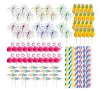 Décorations De Cocktail, 100 Pièces, Inserts De Décoration De Gâteaux, Pailles De Fête D'Été, Agitateurs De Cocktail, Ensemble De Décoration