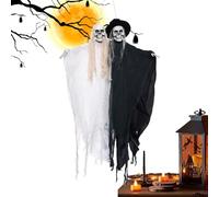 Décorations de Couple Halloween pour Jardin - Ornement Extérieur Épouvantable Mariée Marié | Figurine Fantôme Couple Yeux Rouges Résistante Intempéries pour Arbre Jardin Portail