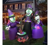 Décorations de cour gonflables géantes pour Halloween - 193 x 99,1 x 190,5 cm - 3 sorcières avec lumière LED pour fête de vacances, jardin, pelouse, cour, patio
