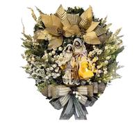 Décorations de couronne de la Sainte Famille Nouvelle scène éclairée Décorations de porte de Noël Couronnes de Noël pour la porte d'entrée Couronne de Noël extérieure pour les vacances à la maison (L