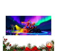 Décorations de couverture de bannière pour porte de garage de Noël, fond plat fluorescent activé par la lumière UV 2D | Grand fond de bannière pour porte de garage de Noël | Pour extérieur intérieur