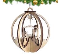 Décorations de crèche de Noël Boule Décorative Religieuse en Bois Rustique | Suspensions de crèche pour sapin de fête Pour célébrations, soirées, sur branches, , fenêtres, porches et