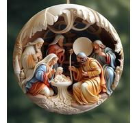 Décorations de crèche de Noël, décorations pour sapin de Noël, crèche de Noël à suspendre, décoration de la naissance de Jésus pour fête de Noël, décoration d'intérieur (A)