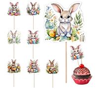 Décorations de cupcake de Pâques - Décoration de lapin en papier | 8 piques à gâteau de lapin mignons | Décorations de gâteau | pour fournitures de fête, décoration de table à dessert colorée