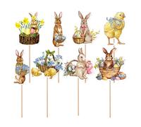 Décorations de Cupcake Toppers de Pâques - 8 pièces Glitter Happy Eàster Cake Tòppers, Bunny Càke Topper | Cupcake Toppers Lapin Bùnny Cak̄ers Pour Les Décorations De Gâteaux De Fête De Pâques