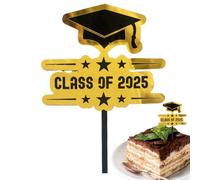 Décorations de cupcakes de classe diplômée Deux mille vingt-cinq | Décoration de cupcake en acrylique sur le thème de l'obtention du diplôme, noir et or, joyeuses célébrations, maison, salle de classe