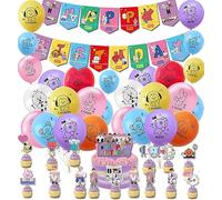 Décorations de D'anniversaire BTS Ballons Joyeux Anniversaire Bannière Décorations de Gâteaux Toppers Fans de BTS Déco de Fête à Thème