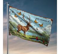Décorations de dortoir pour College Guys State Animals of Texas : une scène de vie sauvage vibrante, drapeau de gym, drapeaux de marquage (60 x 90 cm)