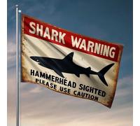 Décorations de dortoir pour les gars de l'université, avertissement de requin : drapeau d'observation en forme de tête de marteau, manches à air, drapeau extérieur pour chambre gars (60 x 90 cm)