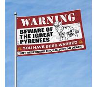 Décorations de dortoir pour les gars de l'université « Beware of Great Pyrénées » Drapeaux d'université pour les gars décorations de jardin (120 x 180 cm)