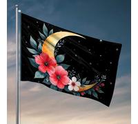 Décorations de dortoir pour les gars de l'université, ciel nocturne magique avec fleurs et drapeau de lune, drapeau d'extérieur pour chambre (60 x 90 cm)