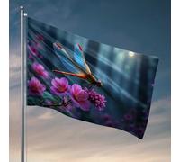 Décorations de dortoir pour les gars de l'université, libellule rêveuse dans le jardin enchanté, drapeau d'extérieur pour chambre (60 x 90 cm)