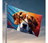 Décorations de dortoir pour les gars de l'université portrait coloré d'un chien mignon drapeau manches à air drapeau extérieur pour chambre gars (120 x 180 cm)