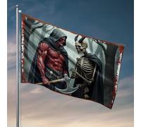 Décorations de dortoir pour les gars de l'université Une confrontation audacieuse : le guerrier rouge vs le drapeau de la mort Décorations de cour drapeaux de campagne garçon de campagne (30 x 45 cm)