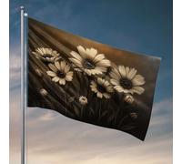 Décorations de dortoir pour les gars de l'université Une peinture de fleurs blanches avec des centres sombres. Drapeau de jardin Accessoires de drapeau de jardin amusants pour dortoir (60 x 90 cm)