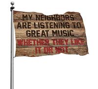 Décorations de dortoir pour les gars du collège « My Neighbors Are Listening To Great Music » - Drapeaux d'université pour gars - Décorations de jardin (152 x 244 cm)